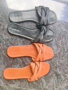 Black And Orange Flipflops