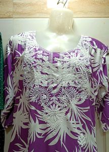Elegant Purple Embroidered Short Kurti