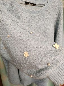 Powder Blue Knitted Baggy Sweater