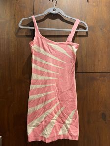 Pink & Beige Abstract Knit Bodycon