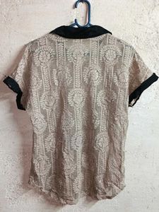 See-through Fashion Lace Shirt Top Partywear