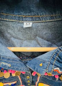 Colorful Boho Denim Summer Jacket/ Brand New