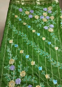 Beautiful Silk Saree With Embroidery Design