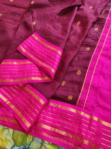 Brown and pink Silk Saree