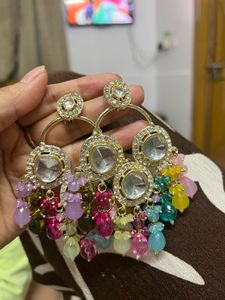 Colorful Kundan Dangle Earrings