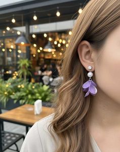 Blue Flower Drop Earrings