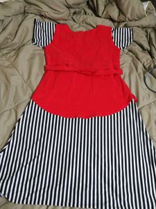 Striped &amp; Red Girls' Dress (