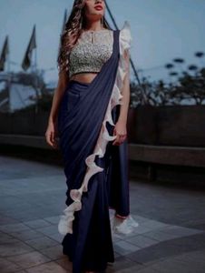 ruffle saree