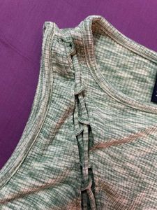 Sage Green Lace-Up Ribbed Crop Top