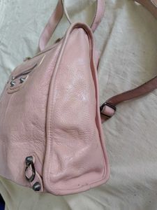 Pink Leather Backpack