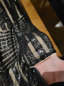 URBANIC Black And Nude Sequinned Bodycon Dress