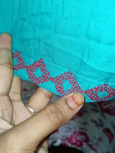 Embroidered Teal Top
