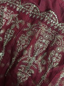 Red Anarkali Suit Set With Pant Dupatta