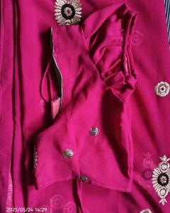 Gorgeous Pink Embroidered Saree with Blouse