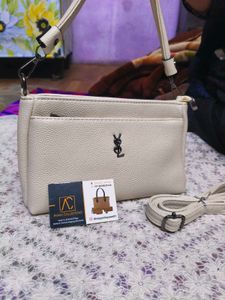 YSL Style Cream Crossbody Bag