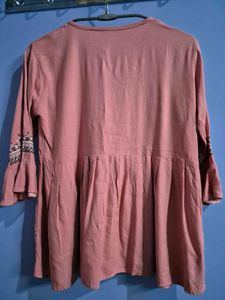 Embroidered Pink Peplum Top