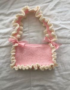 Crochet Ruffle Shoulder Bag