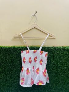 PRETTY FLOWER PRINT TOP AND SHIRT SET FOR GIRLS