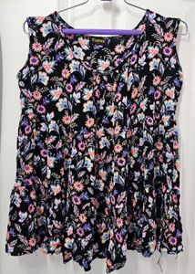 Black Floral Sleeveless Top