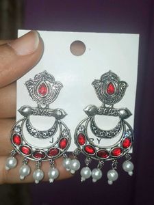 Red &amp; Silver Earrings