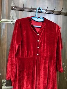 New Stylish Party WearRed Velvet Midi Dress
