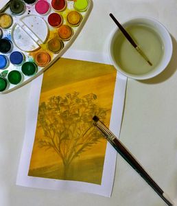 Aesthetic Golden Hour Shadow Watercolor Painting * 100 Rs For A5 Size *