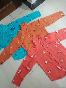 Colorful Graphic Print Long Sleeve Shirts - Set of