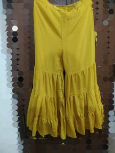 Beautiful Yellow Dress 👗Crop Top Sharara &amp; Shrug