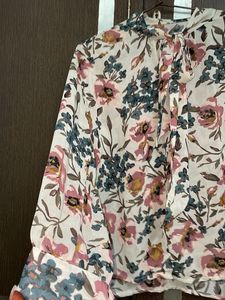 Floral Button And Knot Shirt