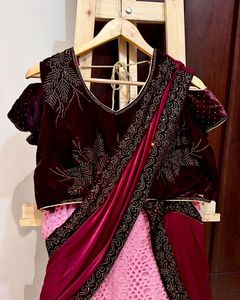 Beautiful Embroidered Lehenga Saree Set