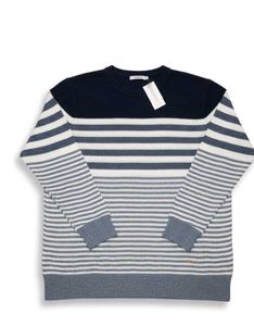 Navy OLZEN Striped Knitted Sweater