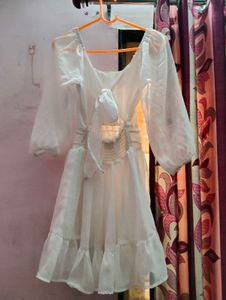 White Sheer Mini Dress