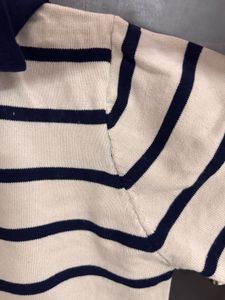 Striped Polo Knit Top