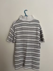 Striped Knit Polo Shirt