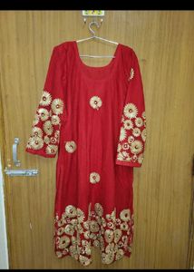 Red Embroidered Kurta Set gota patti salwar kurt