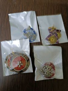 Set Of 4 Handmade Fabric Earrings - Unique Designs