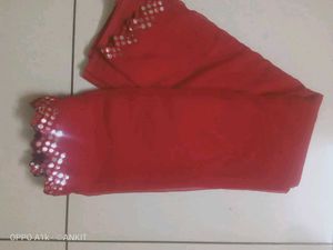 NEW FENCY GEORGETTE CUT MIRROR WORK RED SAREE