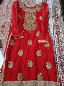 Red Embroidered Kurta