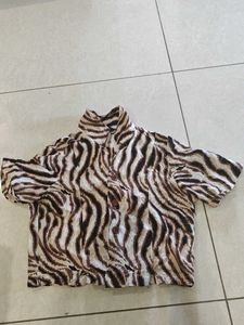 Zebra Print Short Sleeve Shirt