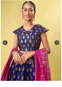 Elegant Blue &amp; Pink Lehenga