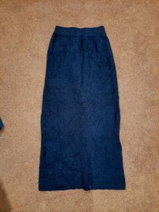 Black Woollen Skirt With Side Slit