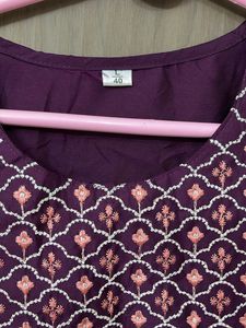 Embroidered Purple Kurta for size L