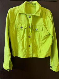 Lime Green Denim Jacket And Dress Combo