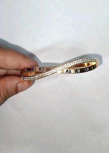 Anti Tarnish Gold Crystal Infinity Bangle