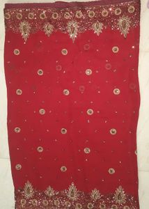 Red & Gold Embellished Saree