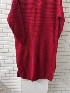 Red Knee Length Cardigan