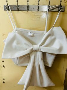 White Bow Crop Top
