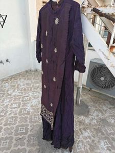 Hand Work Dark Purple Color Ethnic Gown
