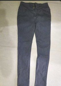 High-Waisted Grey Denim Jeans