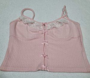 Pink Lace Trim Cami Top (New)